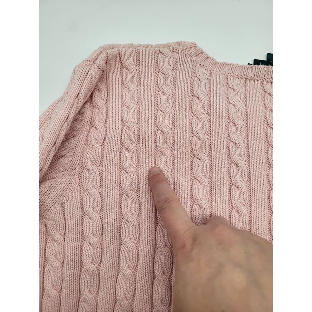 Lauren Ralph Lauren Womens L Cable Knit Old Money Sweater Preppy Academia Pink - Picture 6 of 10